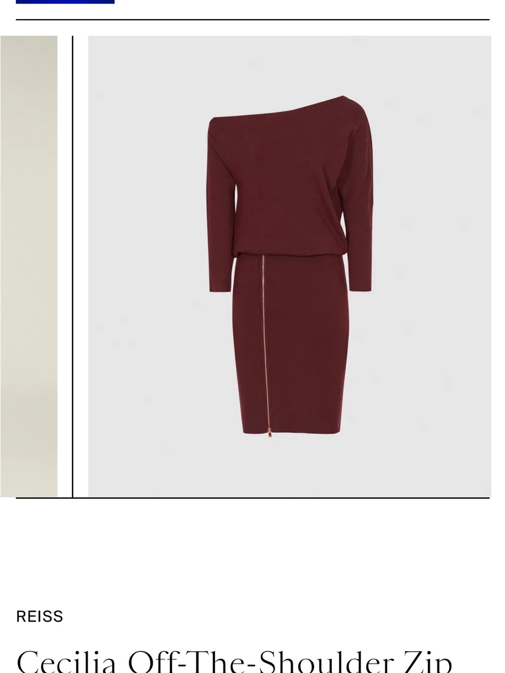 Reiss One-Shoulder Zip Pencil Dress in Burgundy